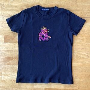 Brandy Melville Embroidered Dragon Back Tee Shirt FREE SHIPPING